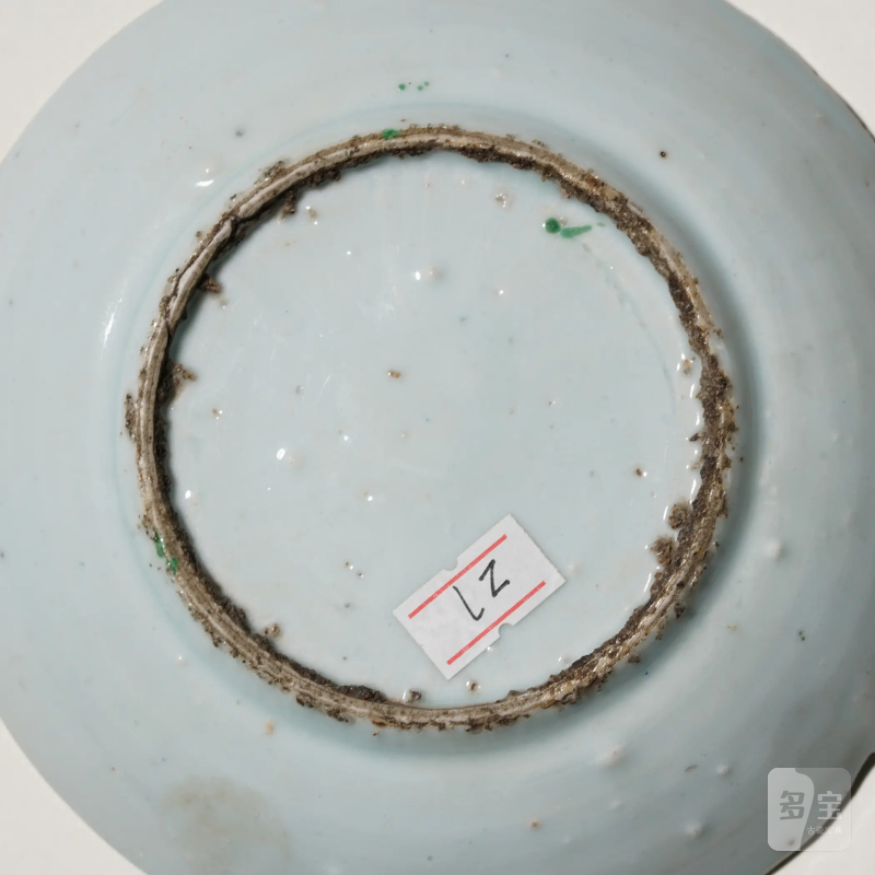 明晚期 景德镇古渡红绿彩花鸟图盘一对 - 图7